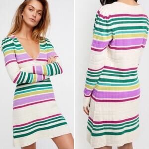 Free People | Gidget Waffle Knit Sweater Dress Size Extra Small